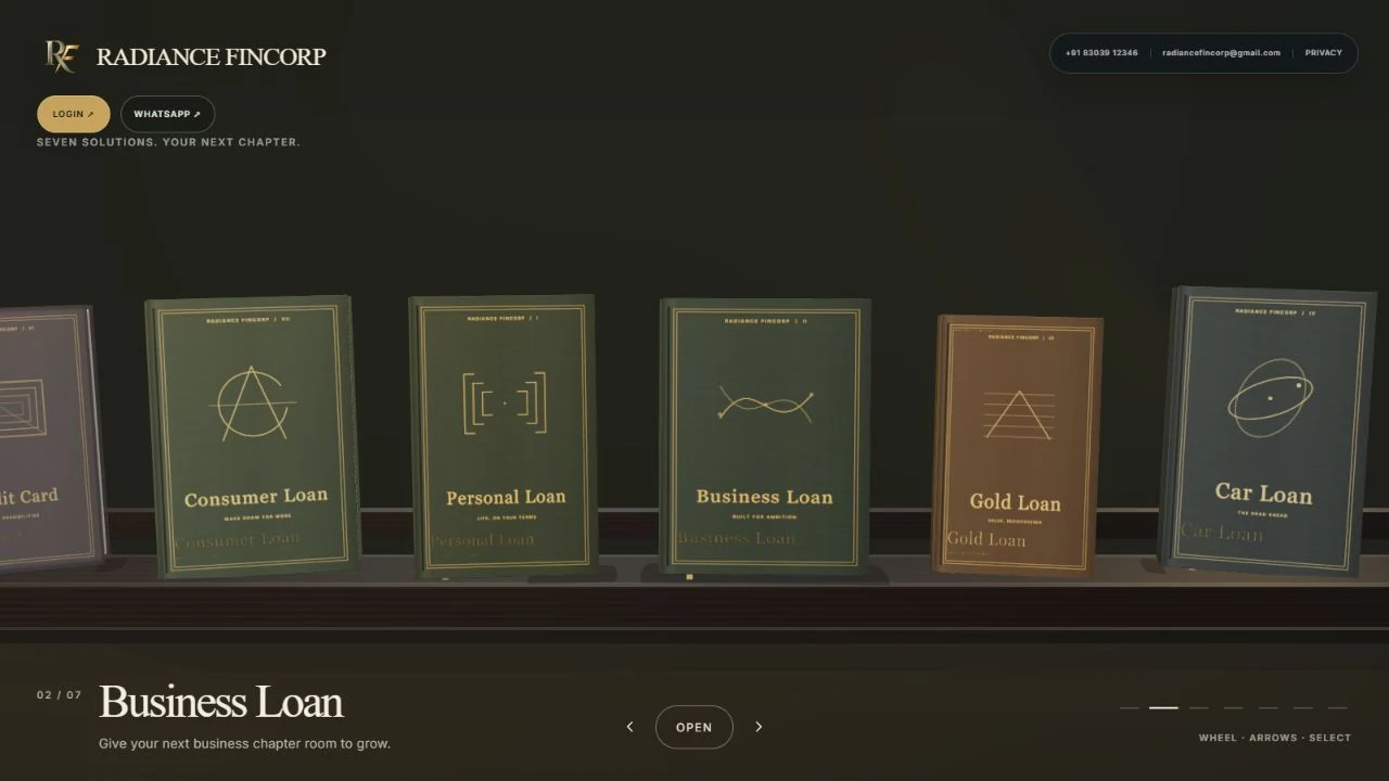 Business Loan selected in Radiance Fincorp’s service library