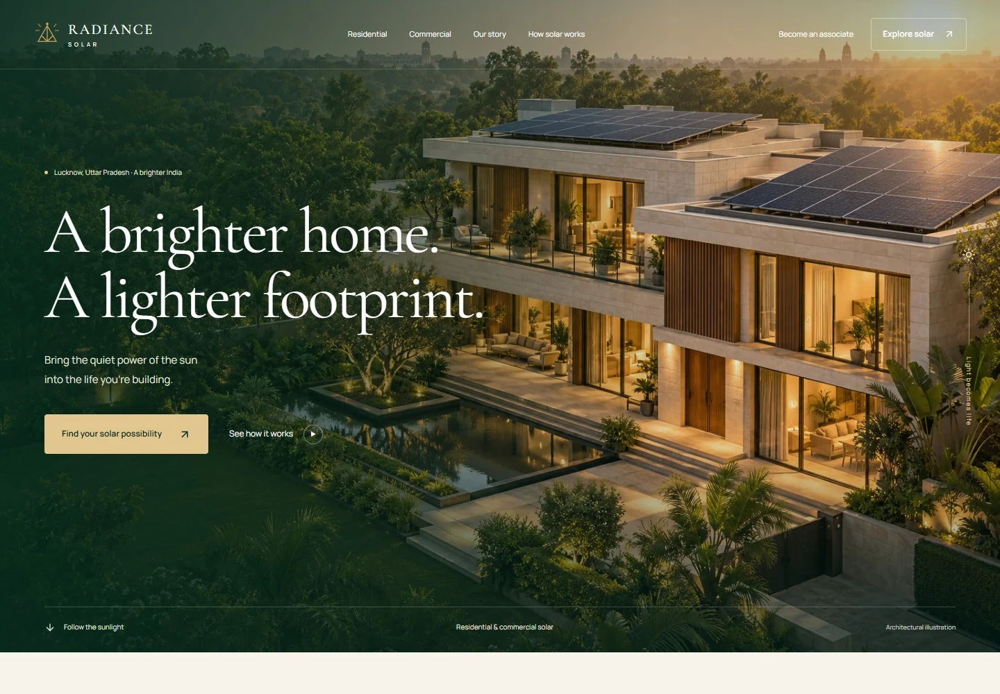 Radiance Solar’s architectural home with rooftop solar panels