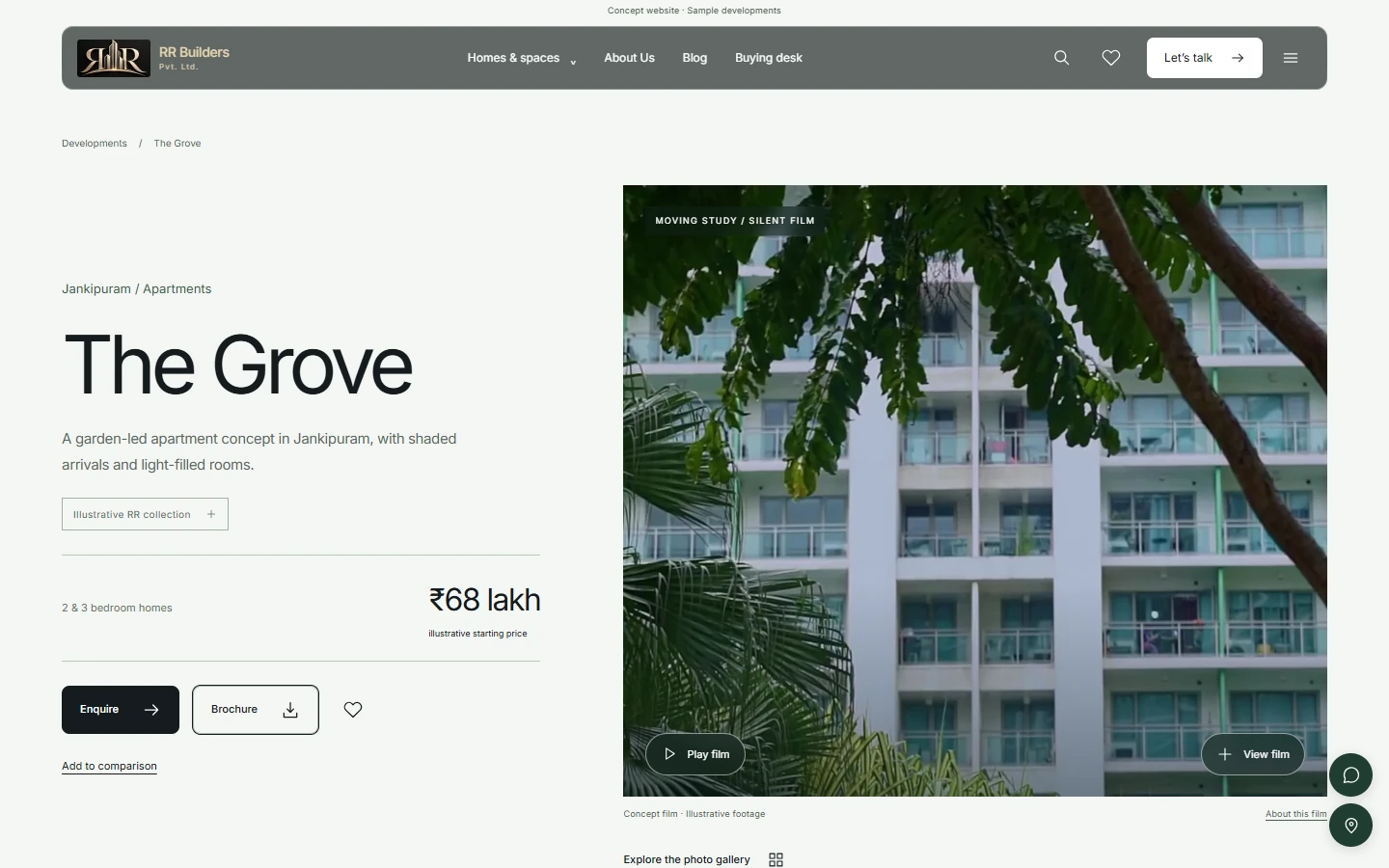 RR Builders The Grove project detail page