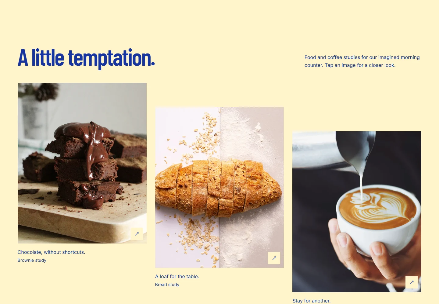 Seven AM food and coffee gallery on a warm yellow page